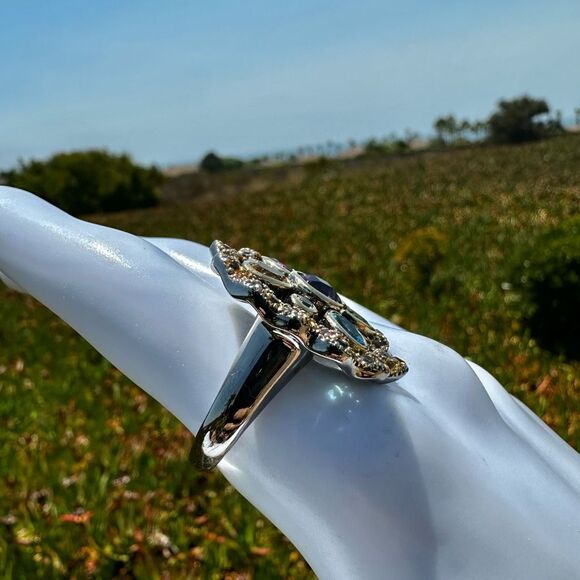 Michelle Albala Sterling Silver & 18k Gold Vermeil Multi-Gemstone Statement Ring - Picture 6 of 14